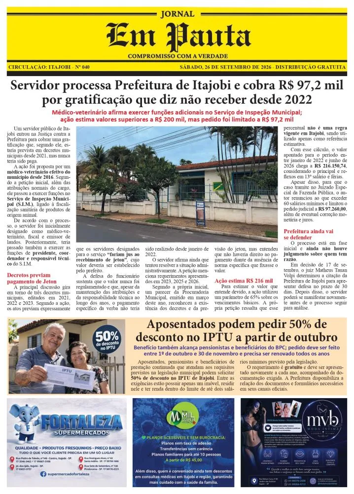 CONFIRA A 40° EDIÇÃO DO JORNAL EM PAUTA